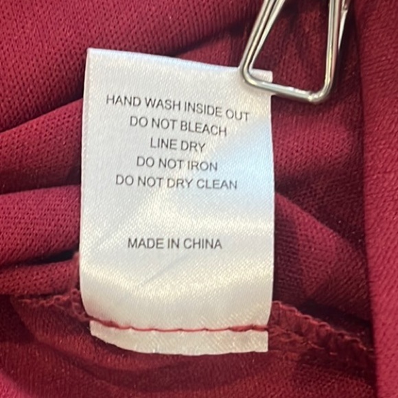 Crystal Doll Small Maroon Short Slewve Floral Mock Neck Dress - Picture 13 of 14